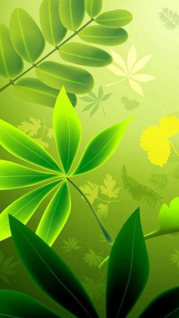 Fascinating Green Leaves Art Iphone Wallpaper