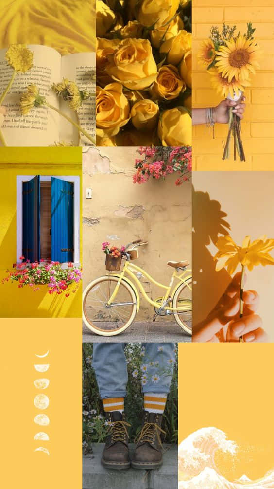 Feel The Bright Warmth Of An Inviting And Sunny Yellow Aesthetic Wallpaper