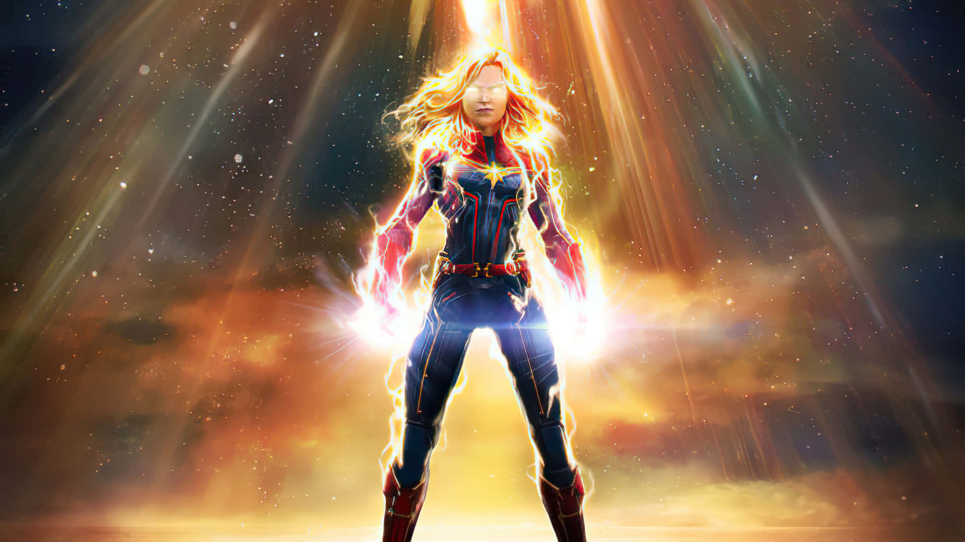 Feel The Power Of Captain Marvel Wallpaper