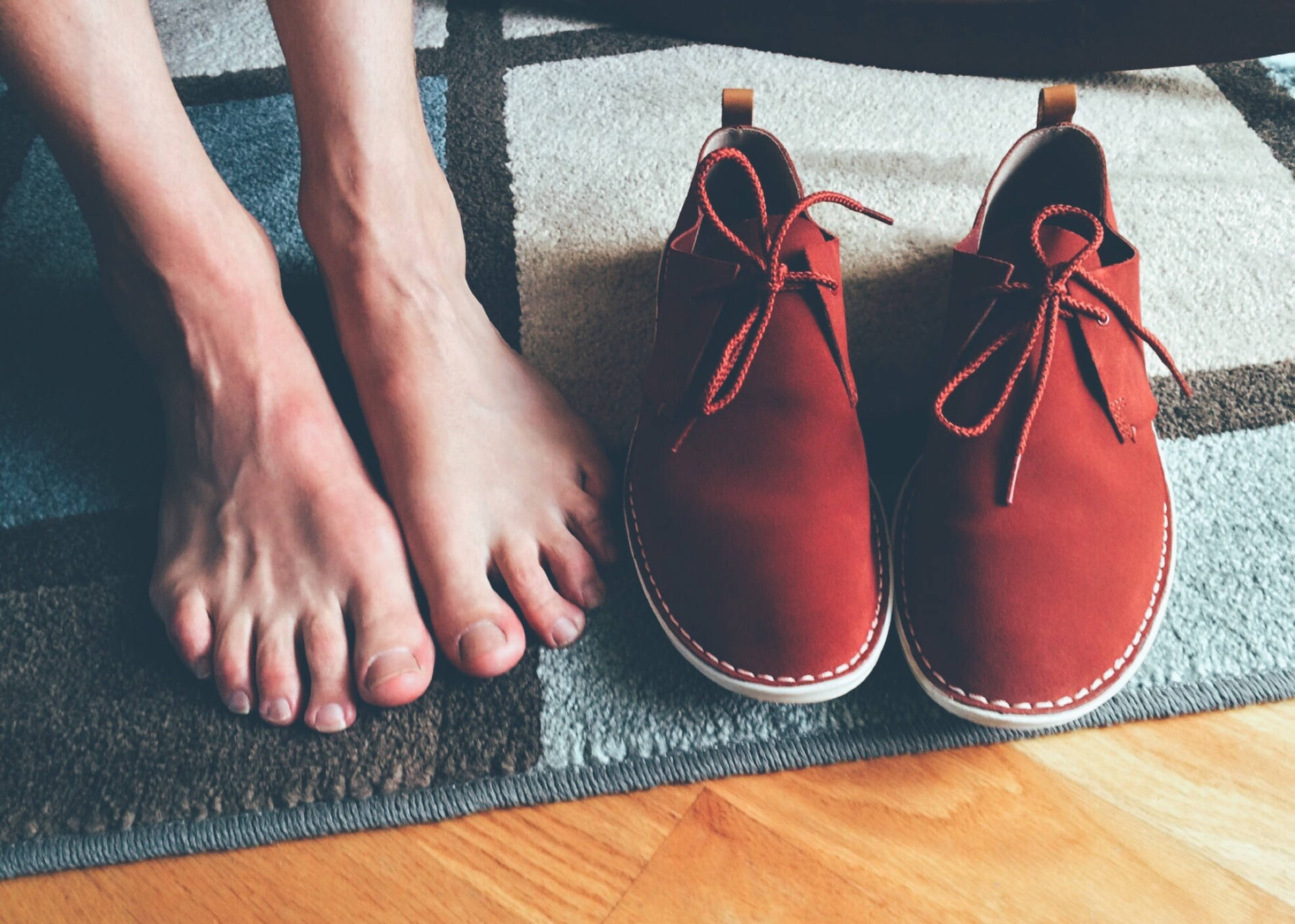 Download free Feet Beside Red Suede Shoes Wallpaper - MrWallpaper.com