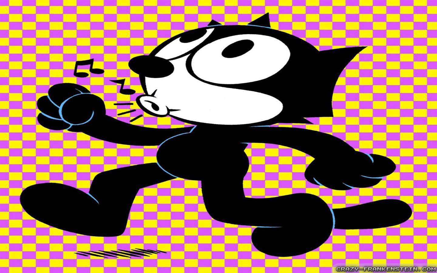Felix The Cat Colored Checkered Wallpaper