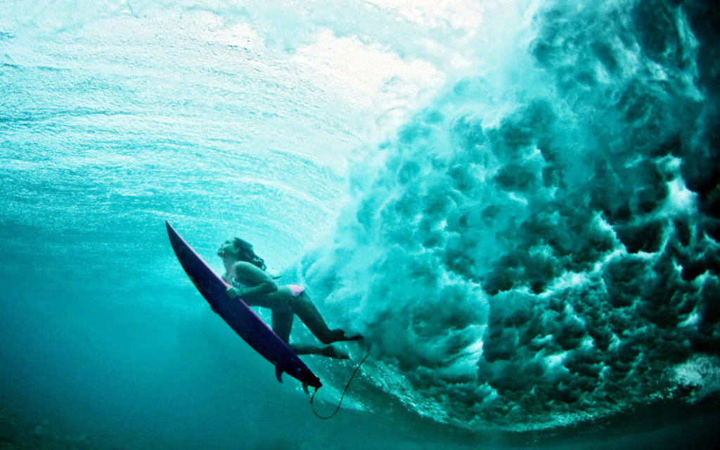 Female Surfer Cool Water Shot Wallpaper