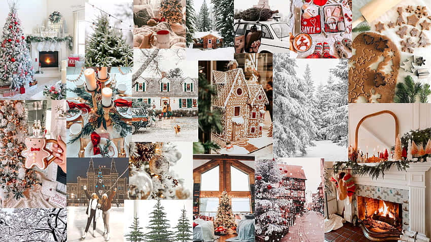 Festive White Christmas Mac Aesthetic Wallpaper