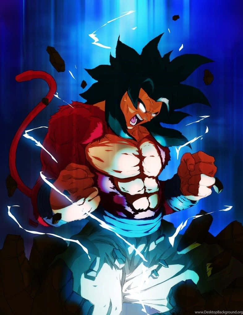 Fierce Fight Of Goku As Super Sayain 4 Wallpaper