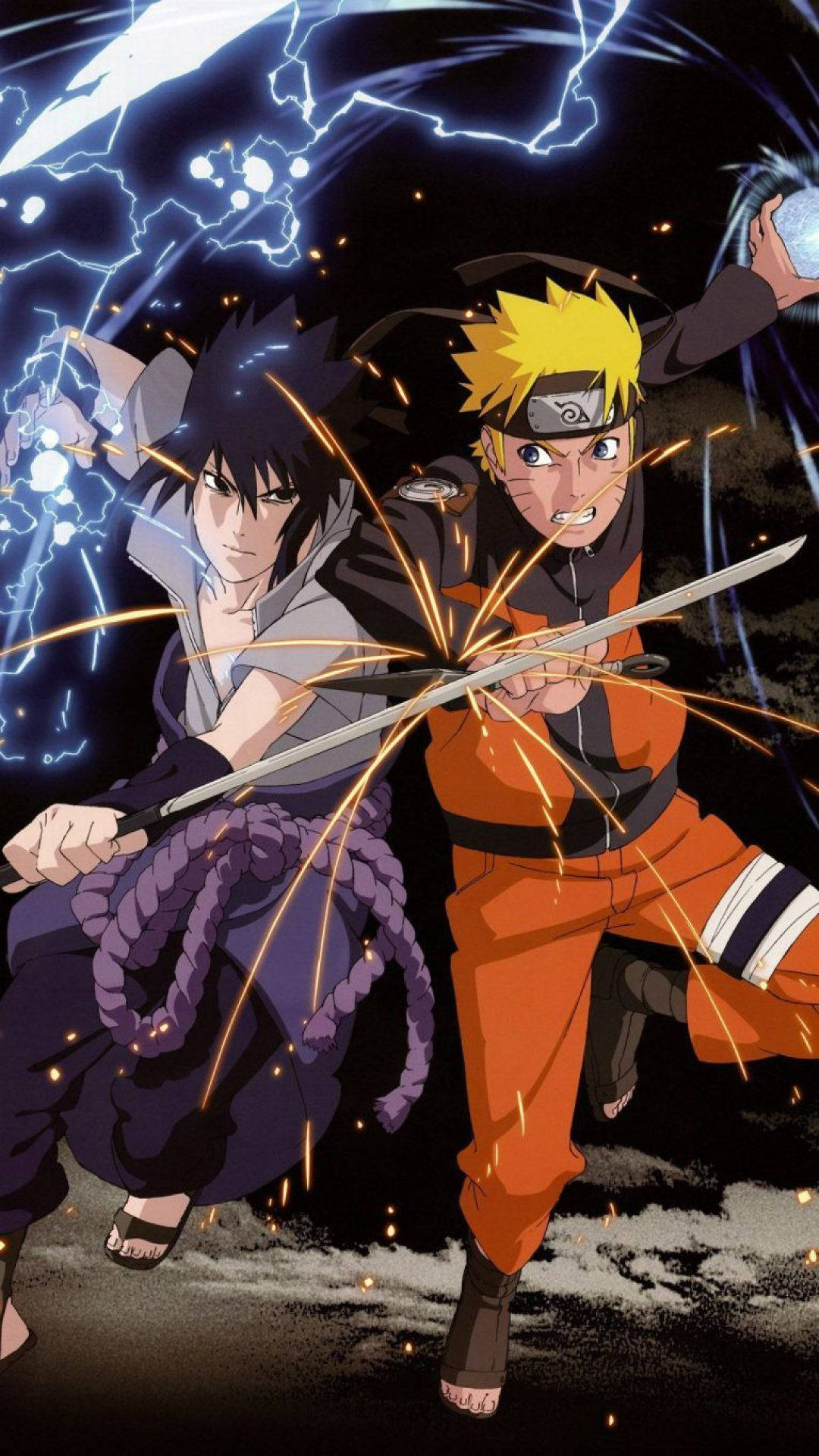 Fighting Ninjas Sasuke Naruto Iphone Wallpaper