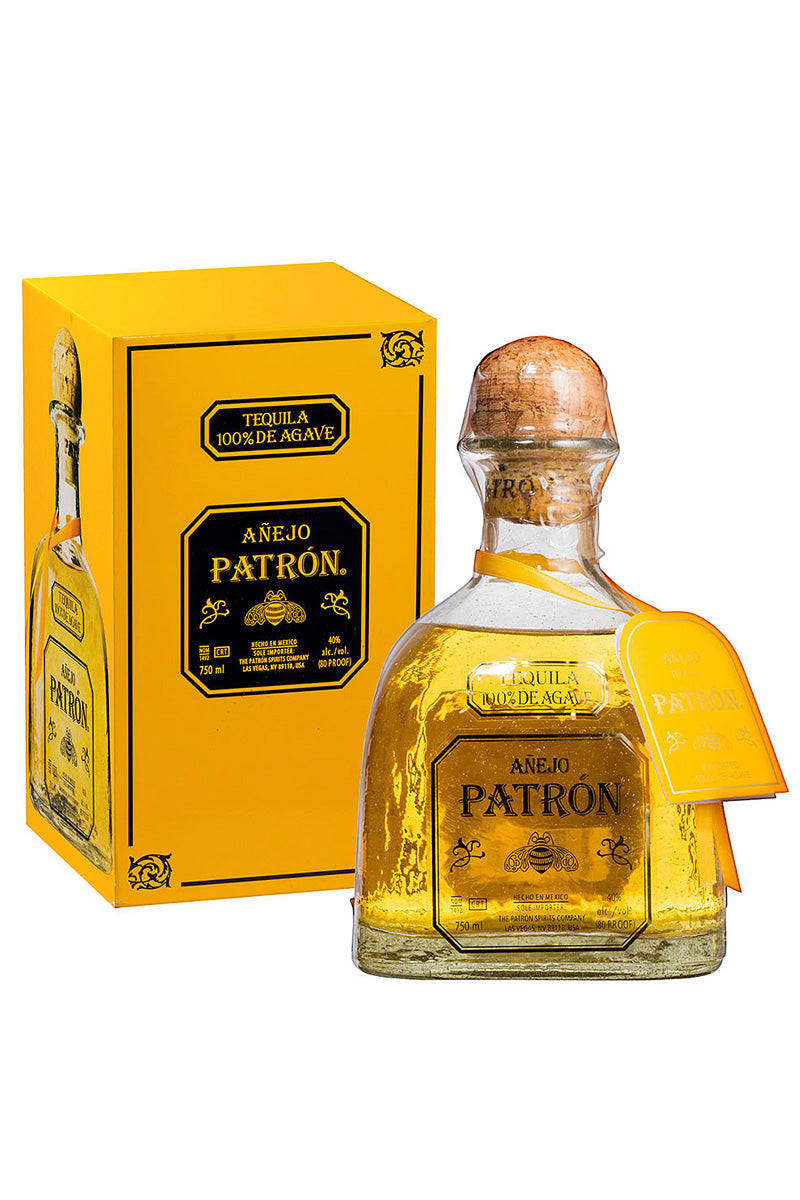 Fine Anejo Patron Tequila With Original Packaging Wallpaper