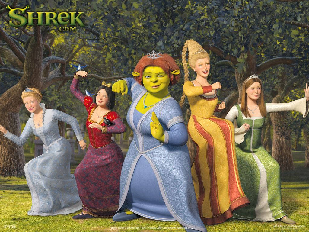 Fiona And Other Princesses In Shrek 2 Wallpaper