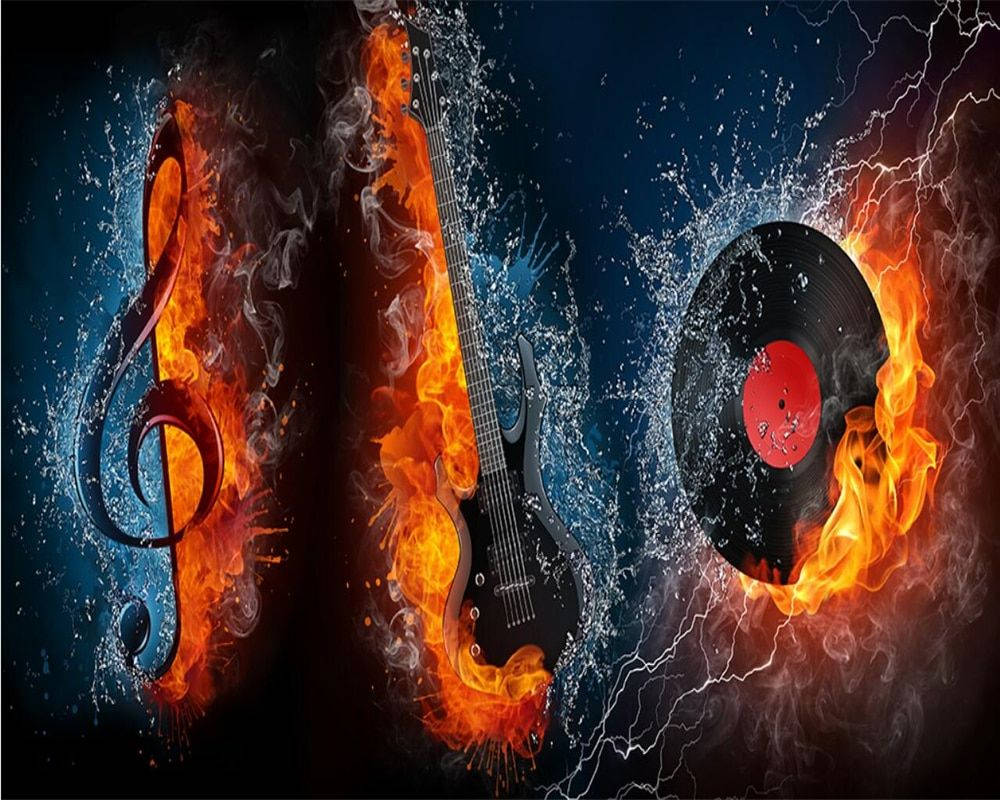 Fire And Water D Musical Note Wallpaper