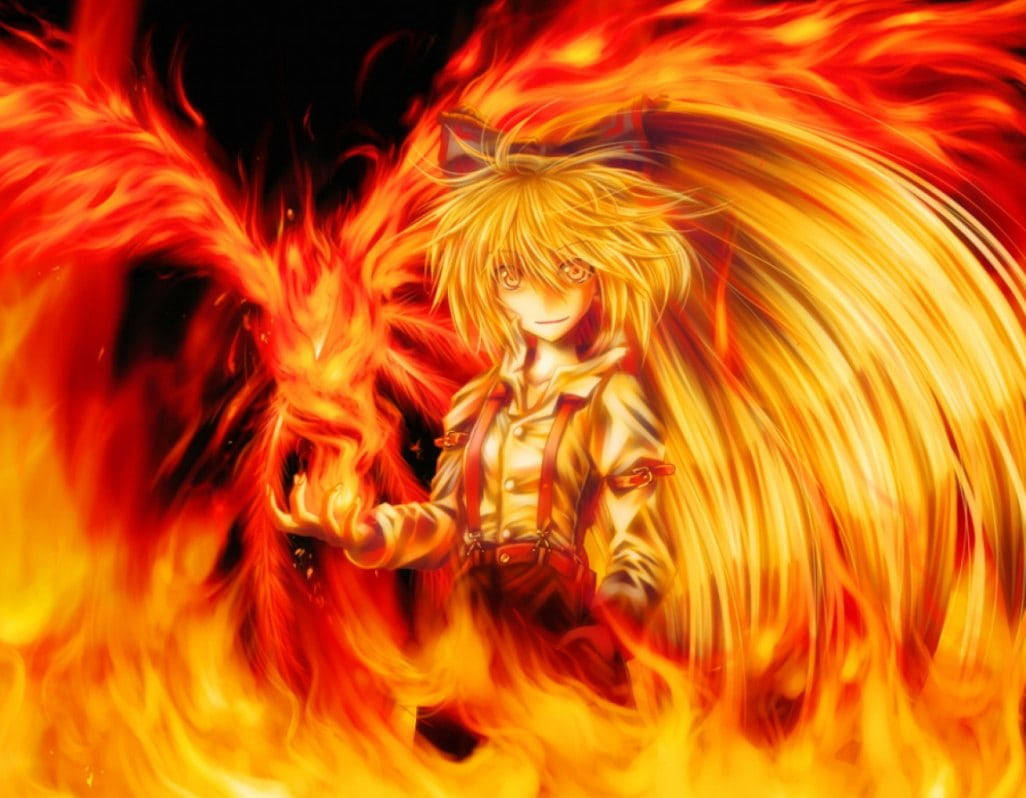 Fire Anime Master Mokou Wallpaper