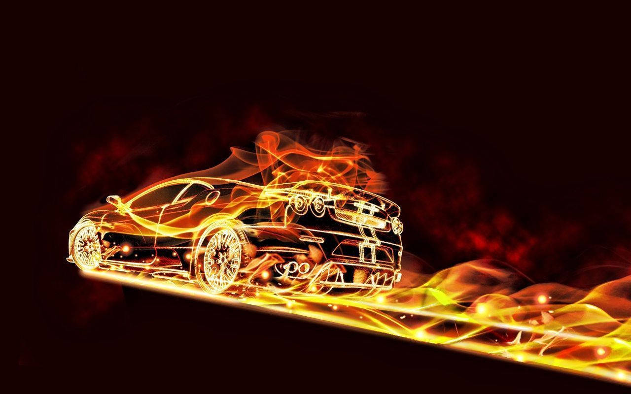 Fire Car With Fire Trail Wallpaper