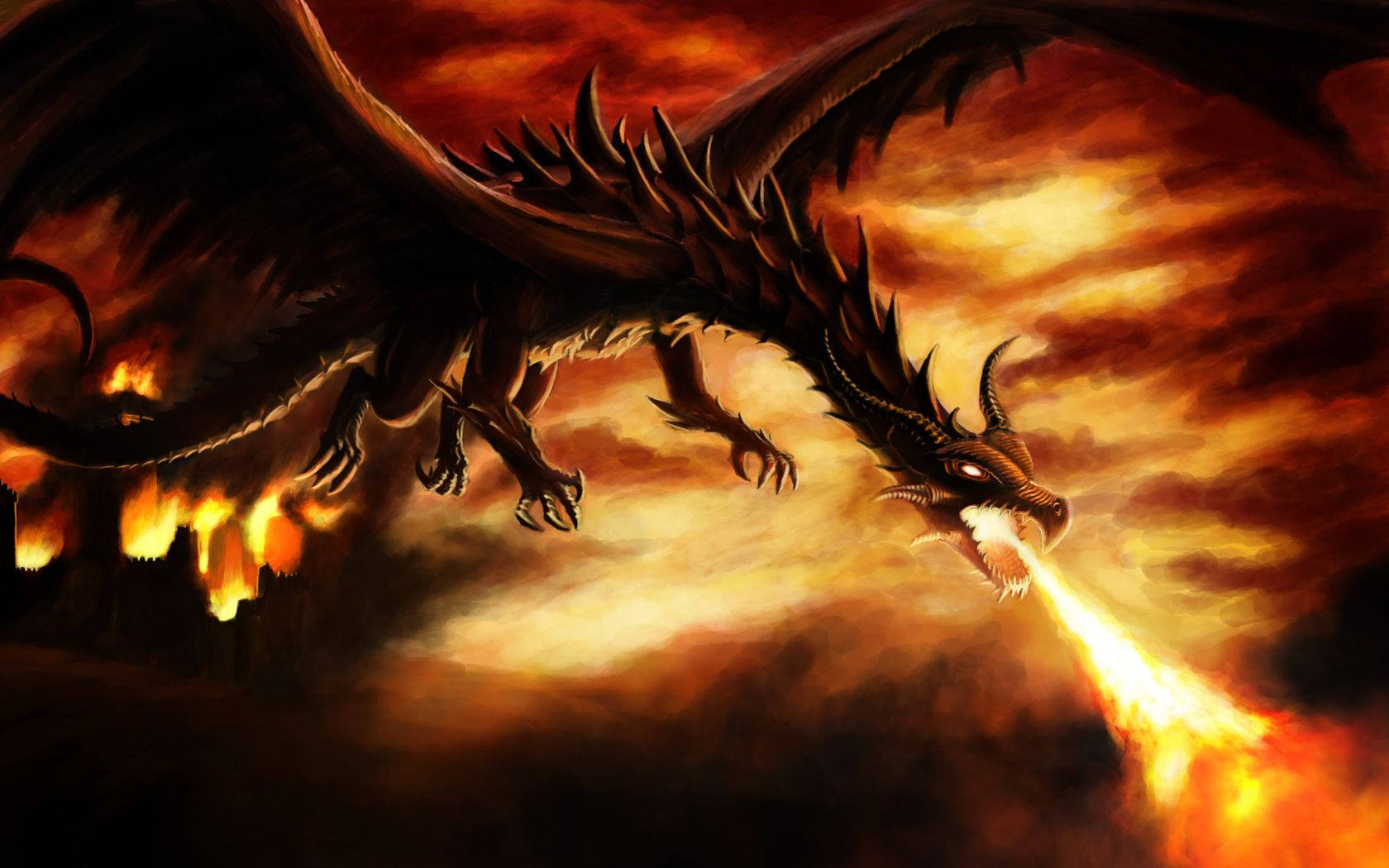 Fire Dragon With Sharp Spines Wallpaper