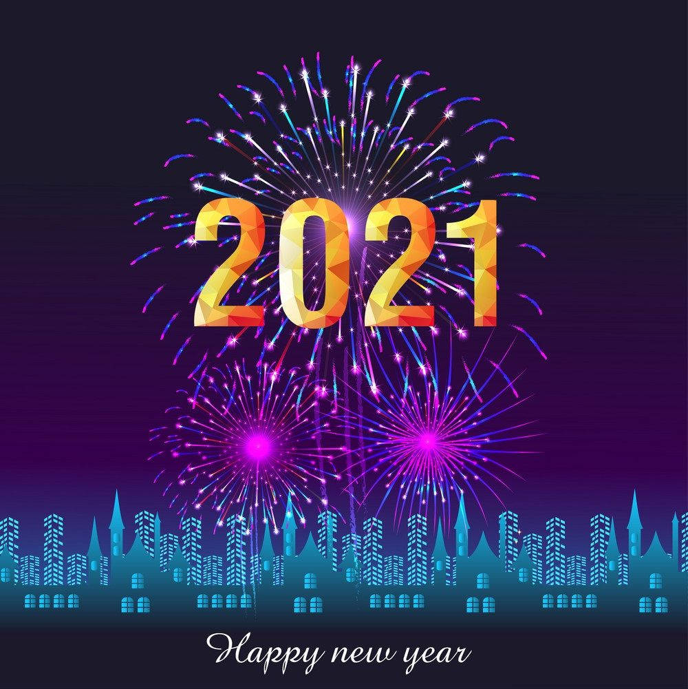 Fireworks Display On Happy New Year 2021 Wallpaper