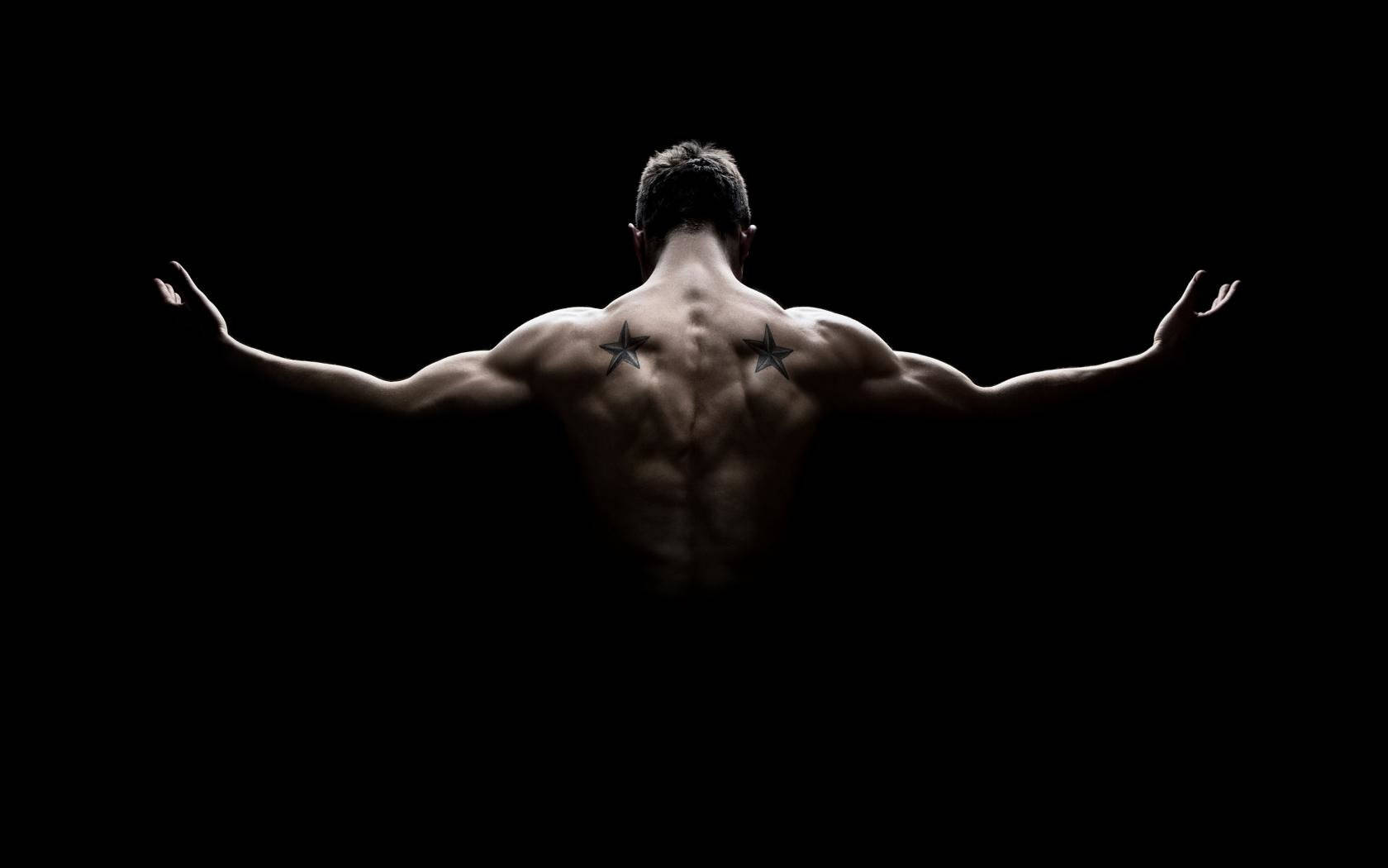 Fitness Muscular Man Rear Shot Wallpaper