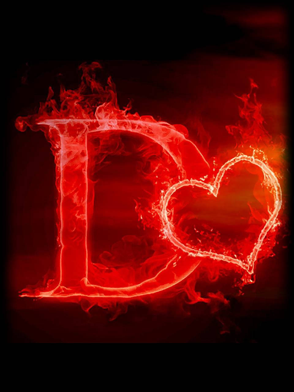 Flaming Red D With A Heart Wallpaper