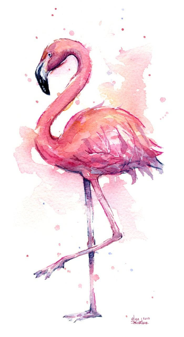 Flamingo Watercolor Painting Wallpaper