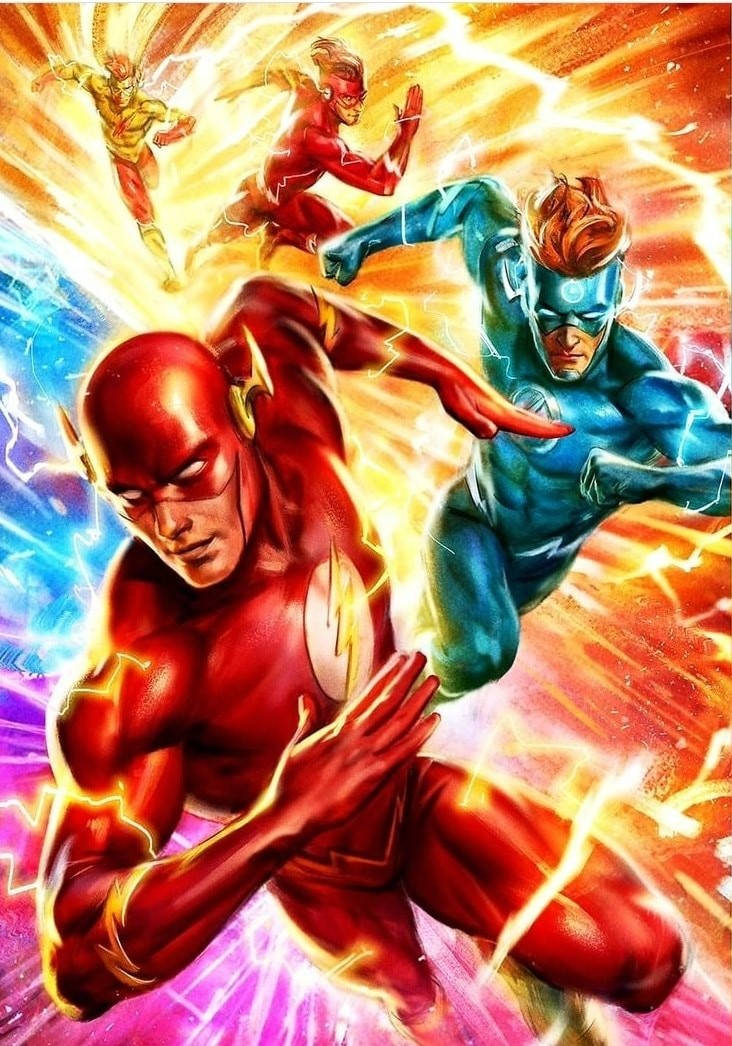 Flash With Fast Superheroes Wallpaper