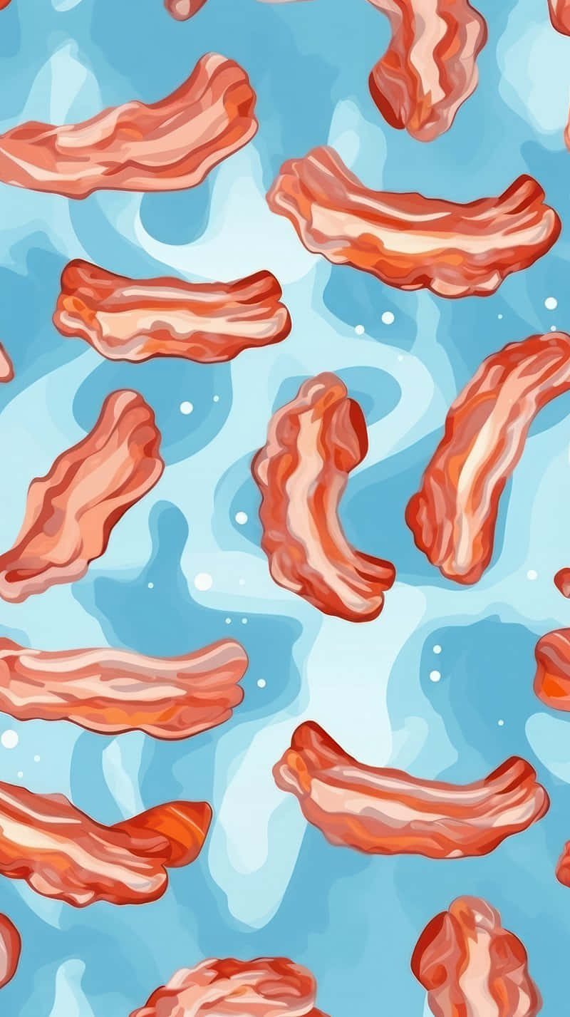 Floating Bacon Pattern Wallpaper