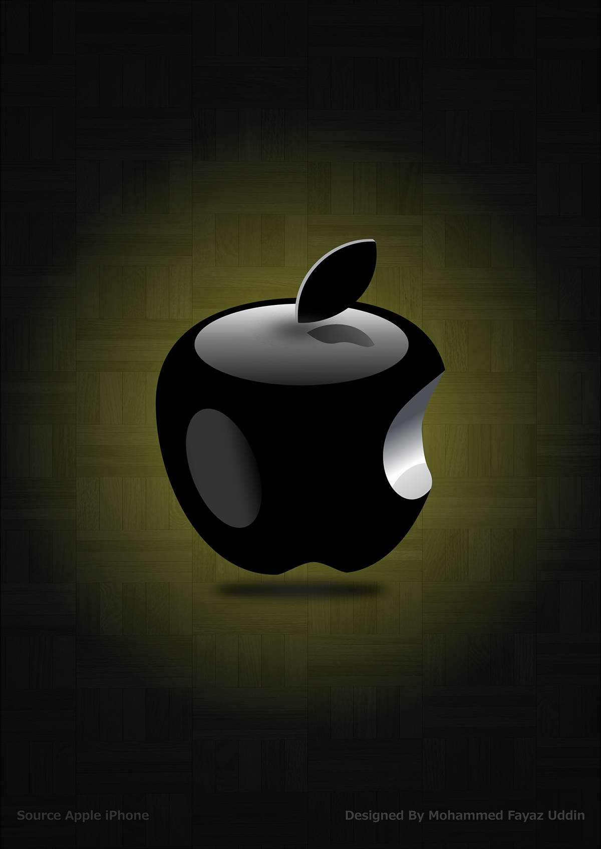 Floating Black 3d Apple Iphone Logo Wallpaper