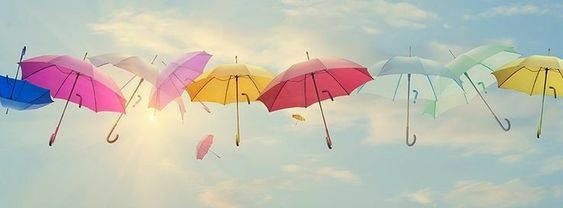 Floating Umbrellas Facebook Cover Wallpaper