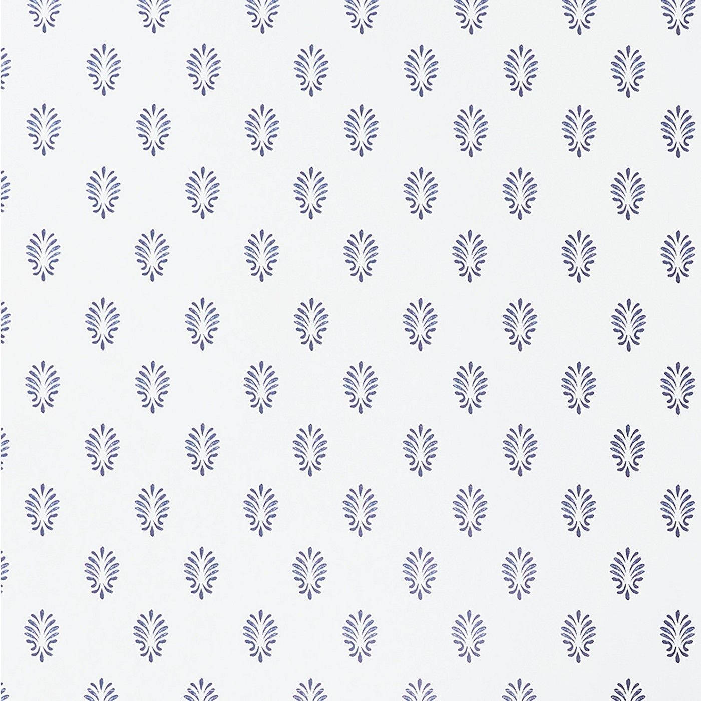 Floral Navy Blue And White Pattern Wallpaper