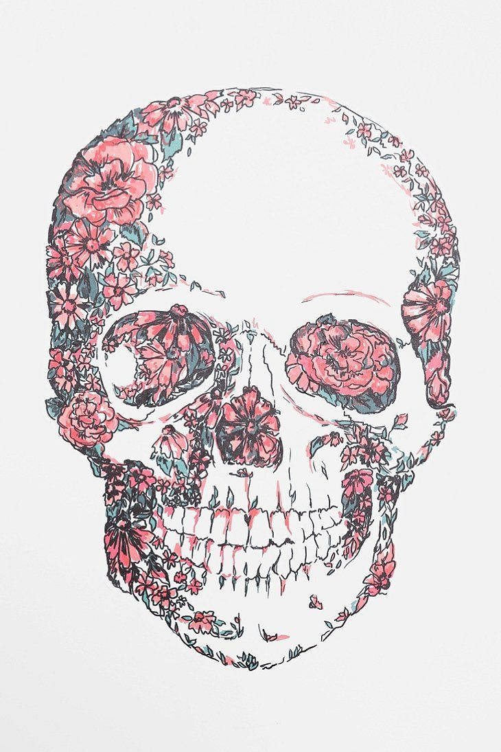 Floral Sugar Skull Design Wallpaper