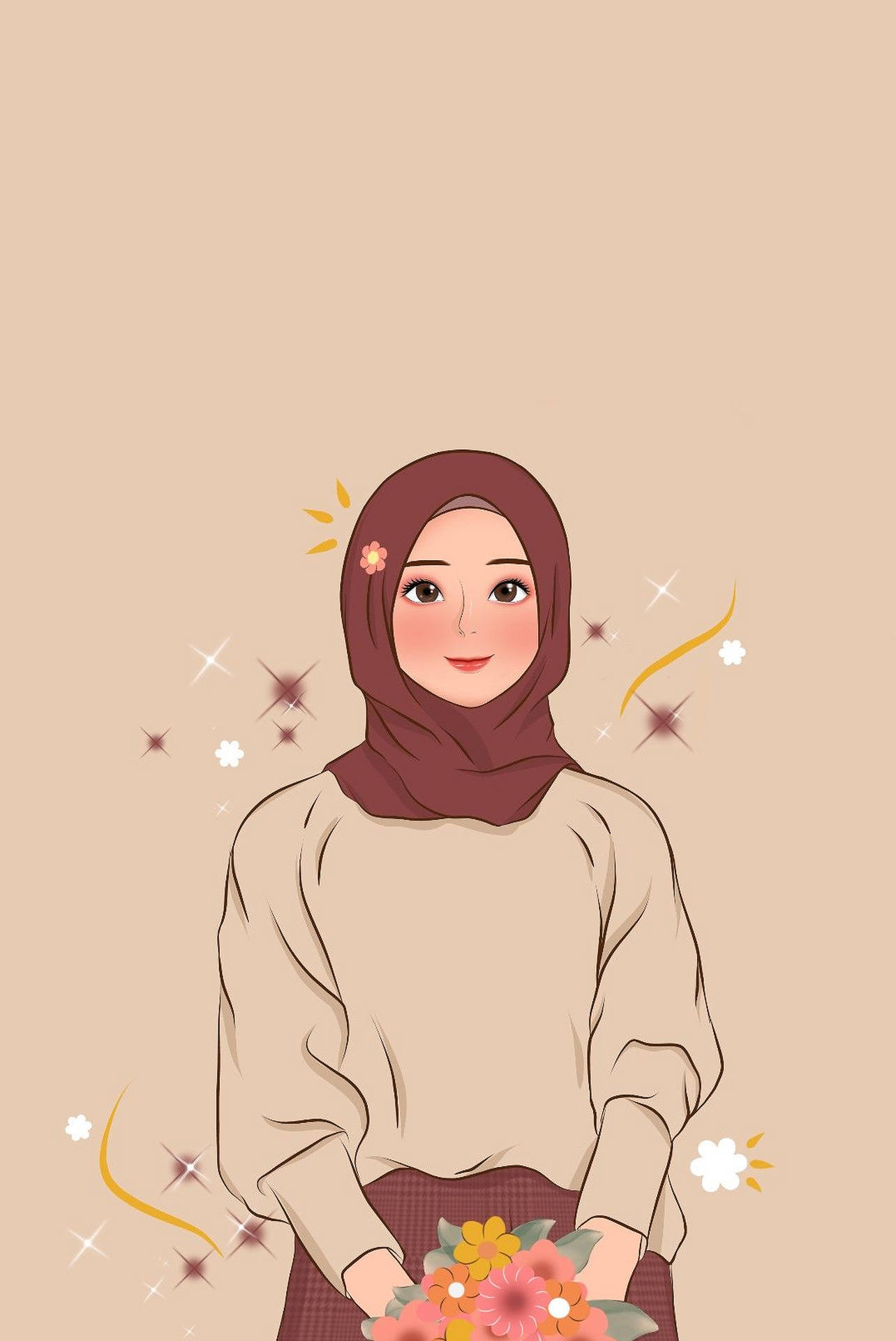 Hijab girl cartoon wallpaper hotsell
