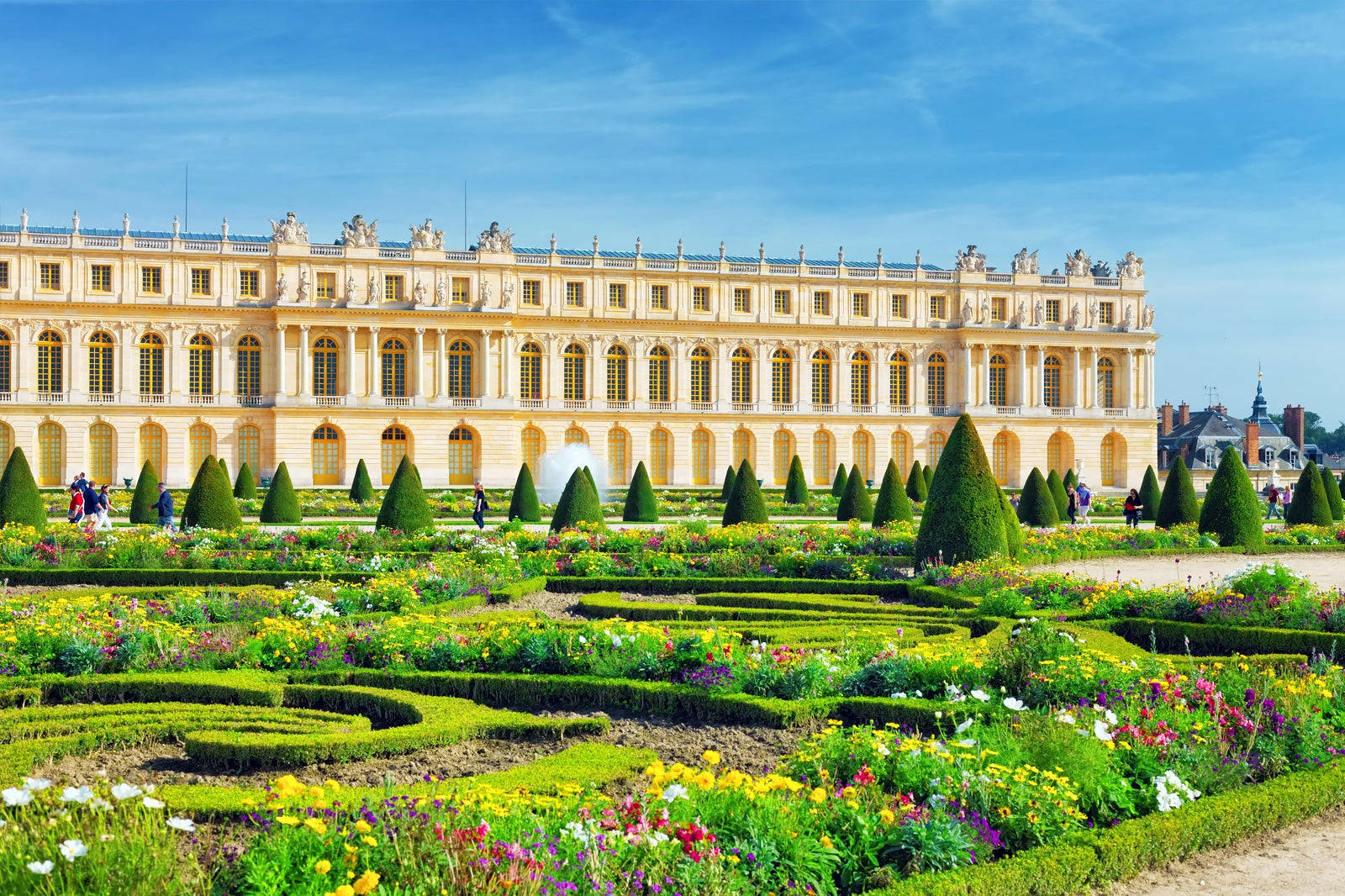 Flowers Blooming In The Gardens Of The Palace Of Versailles Wallpaper