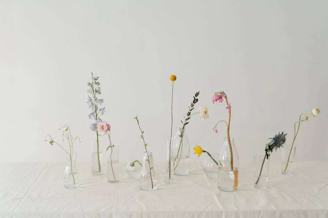 Flowers In Clear Glass Vase Facebook Cover Wallpaper