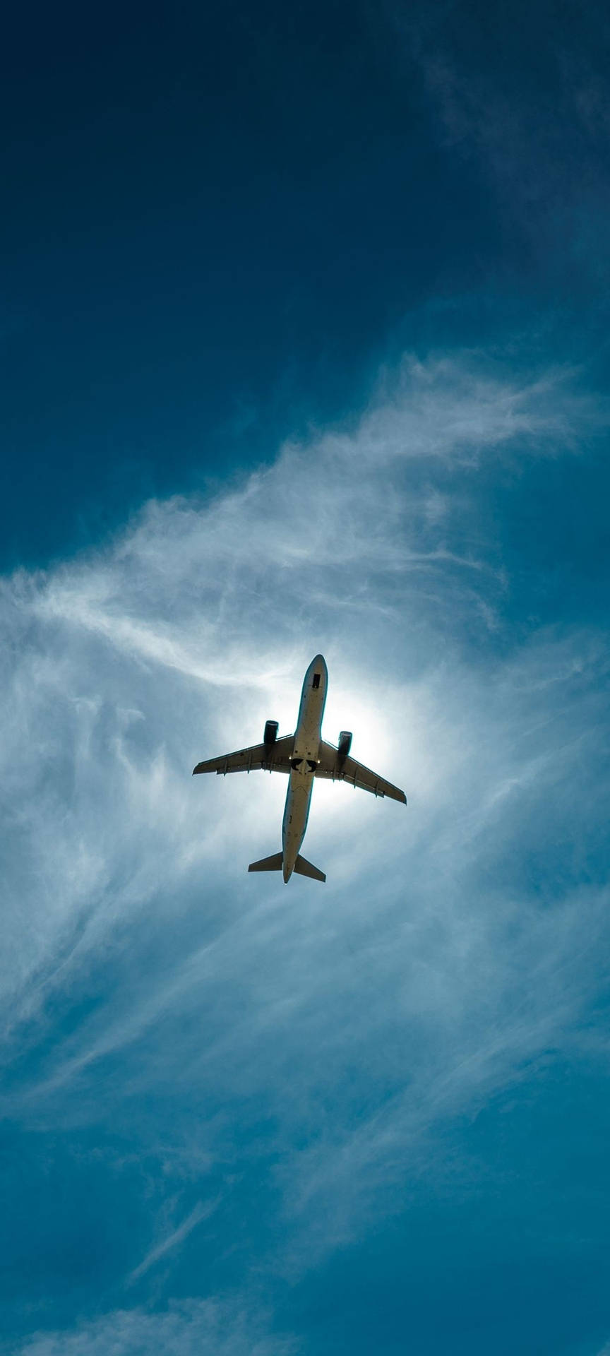 Flying Airplane Overhead Oneplus 9r Wallpaper