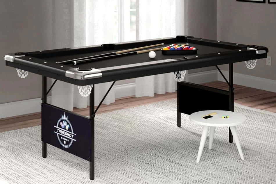 Folding Billiard Pool Table In Play Wallpaper