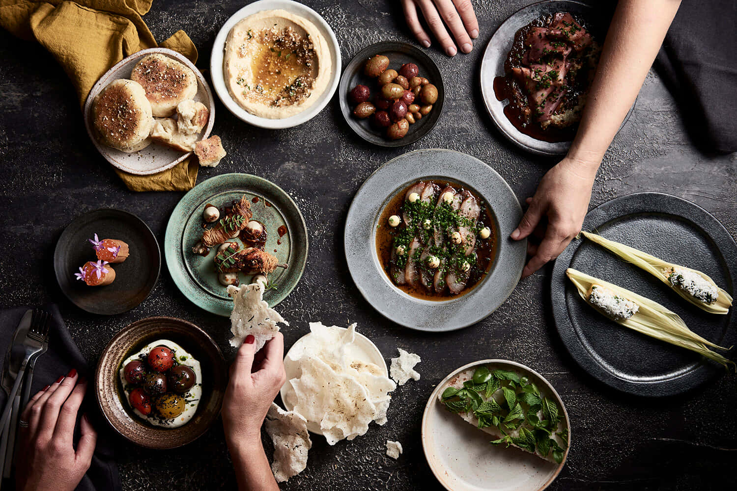 Food Table With Soup Wallpaper