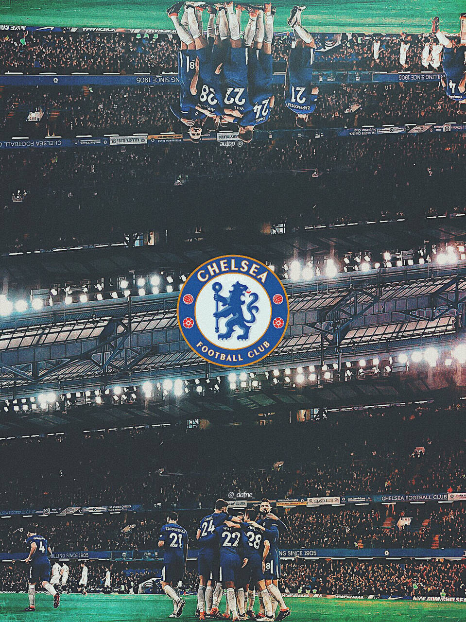 Football Team Hugging In Stamford Bridge Wallpaper