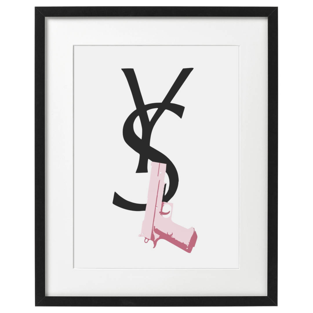 Framed Art Of Ysl Designer Logo Wallpaper