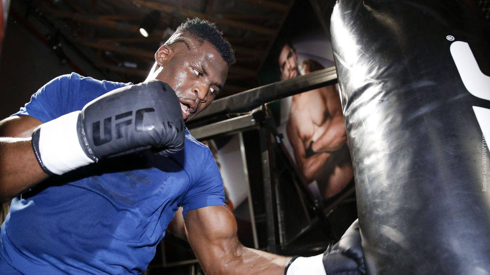 Francis Ngannou Punching Practice Wallpaper