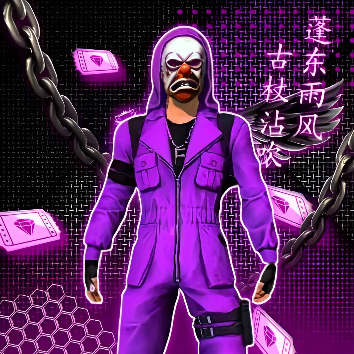 Free Fire Criminal Bundle Violet Character Wallpaper