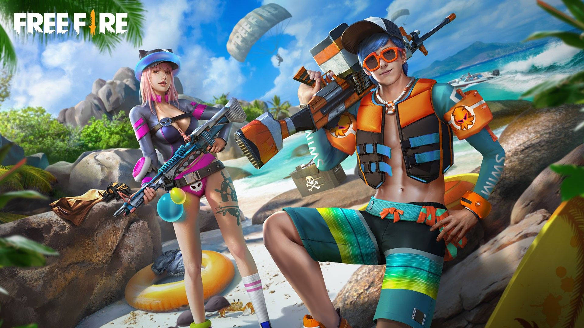 Download free Free Fire Game Beach Party Theme Wallpaper - MrWallpaper.com