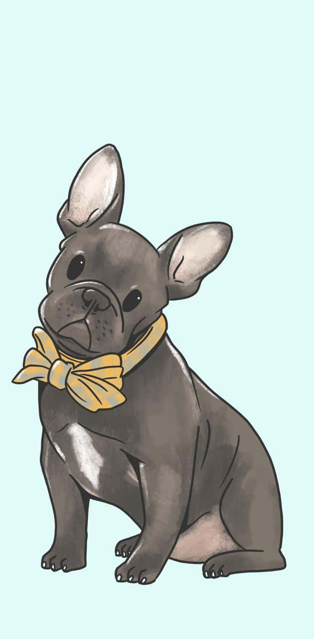 French Bulldog Wearing A Yellow Bow Tie Wallpaper