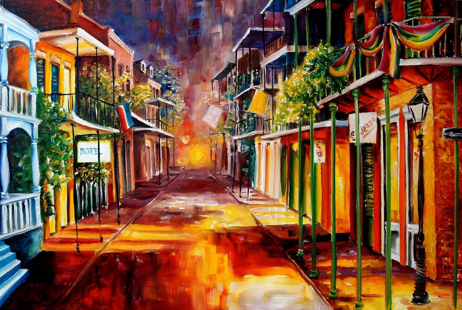 French Quarter Colorful Painting Wallpaper