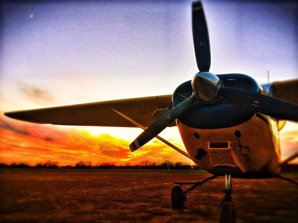 Front Engine Close Up Of Small Airplane Wallpaper