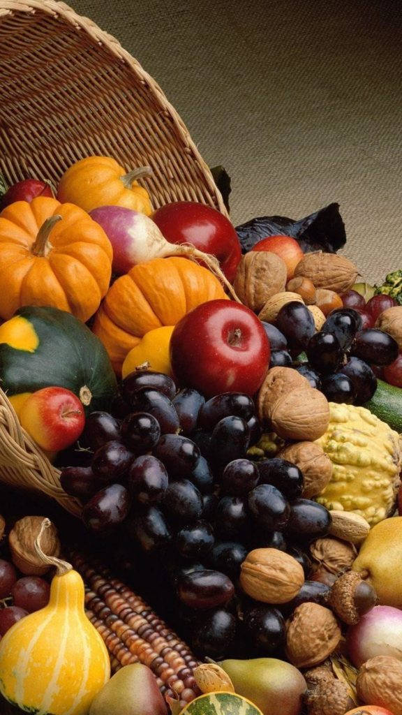Fruits And Vegetables In Basket Wallpaper