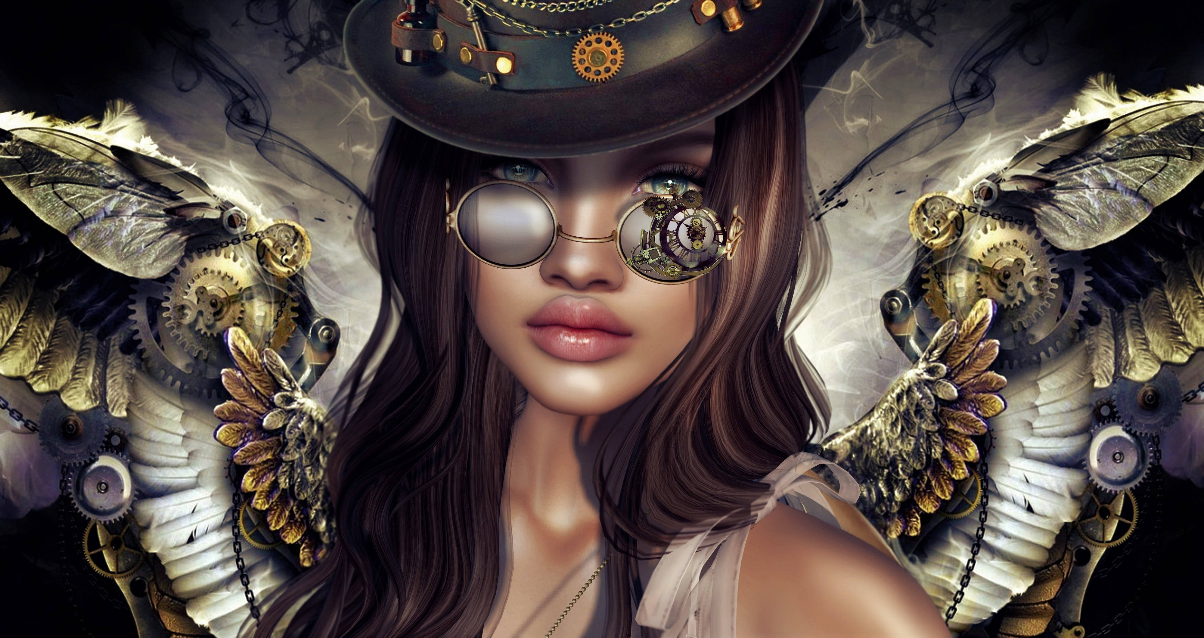 Full 4k Steampunk Lady Wallpaper