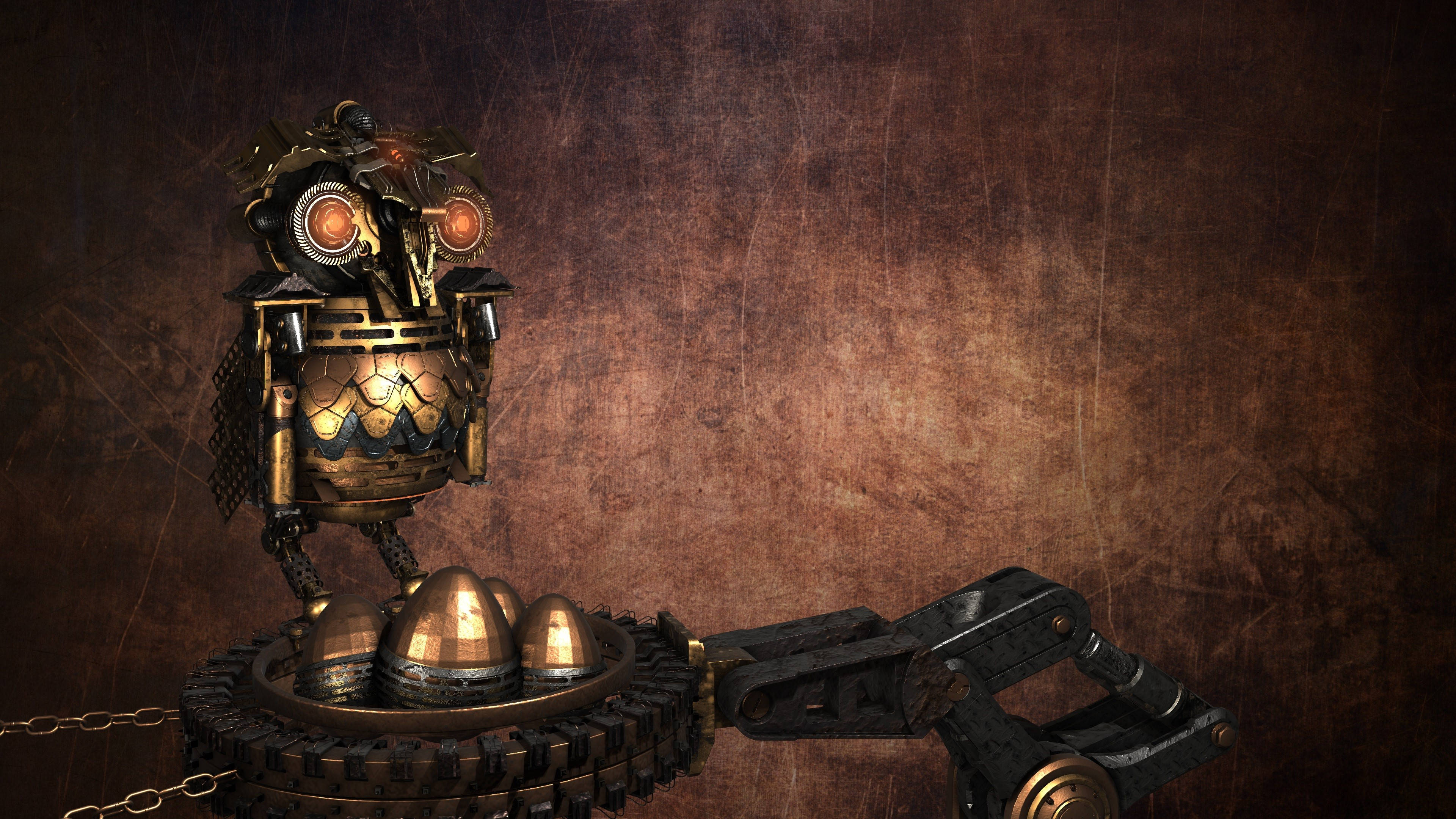 Full 4k Steampunk Mechanical Owl Wallpaper