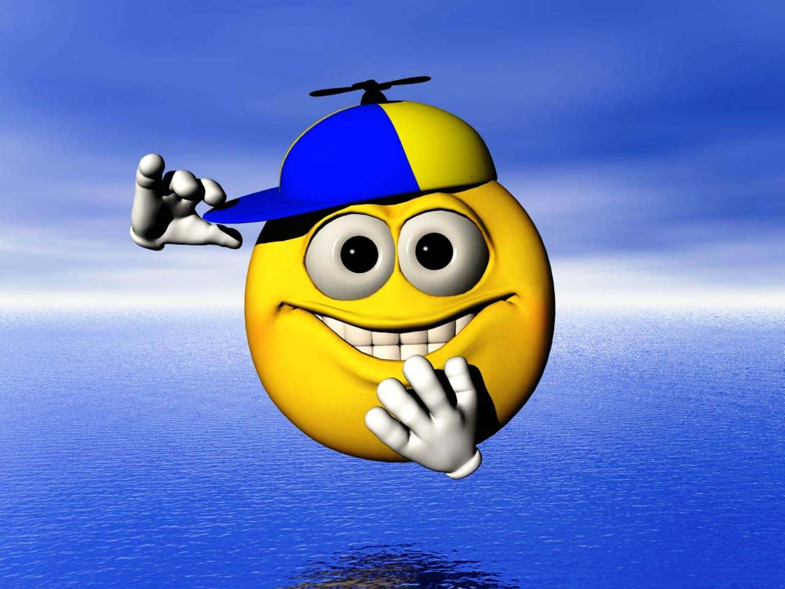 Funny Face 3d Smiley Wearing A Cap Wallpaper