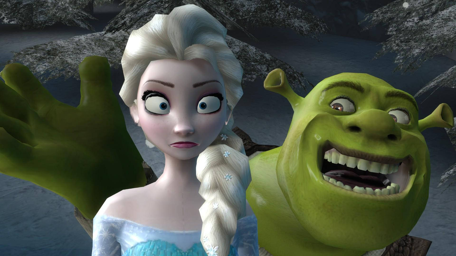 Download free Funny Faces Shrek With Elsa Wallpaper 