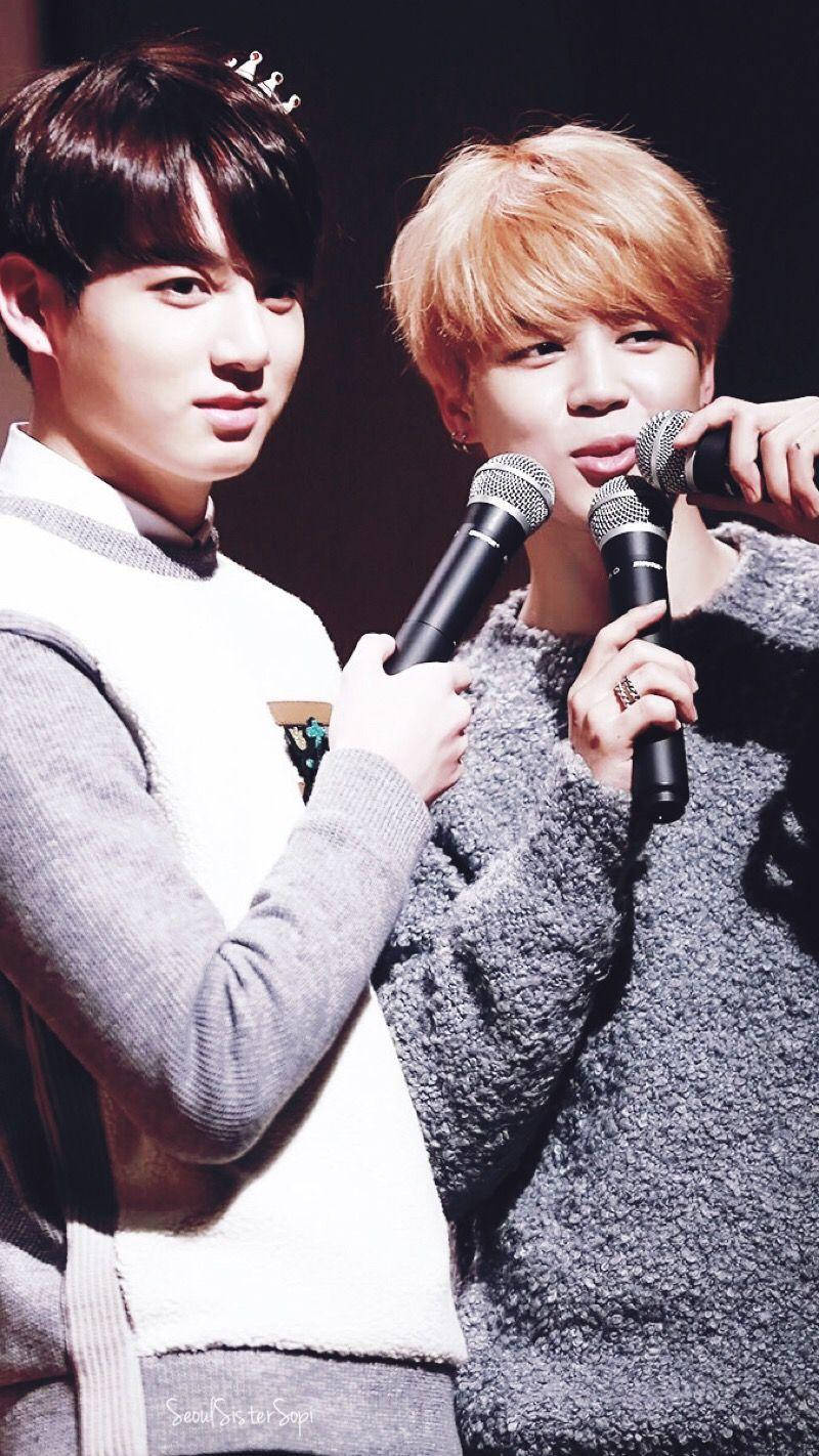 Funny Jikook With Many Microphones Wallpaper