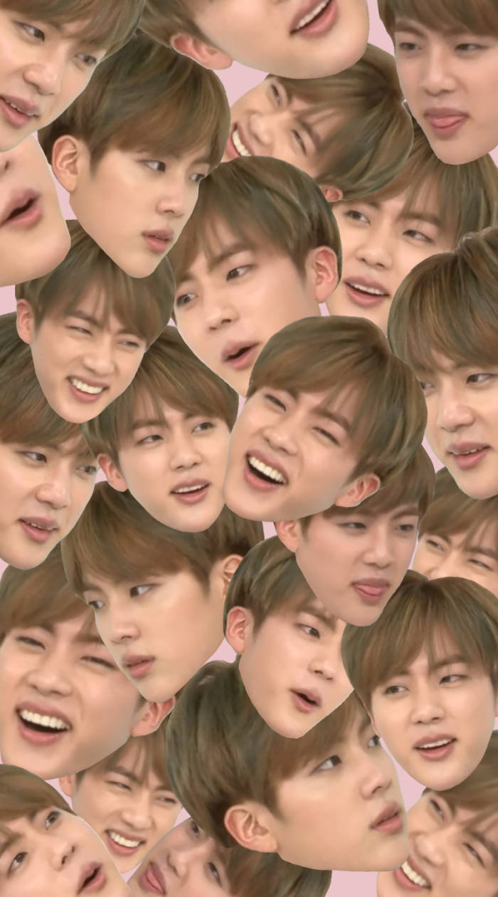 Funny Jin Bts Cute Face Collage Wallpaper