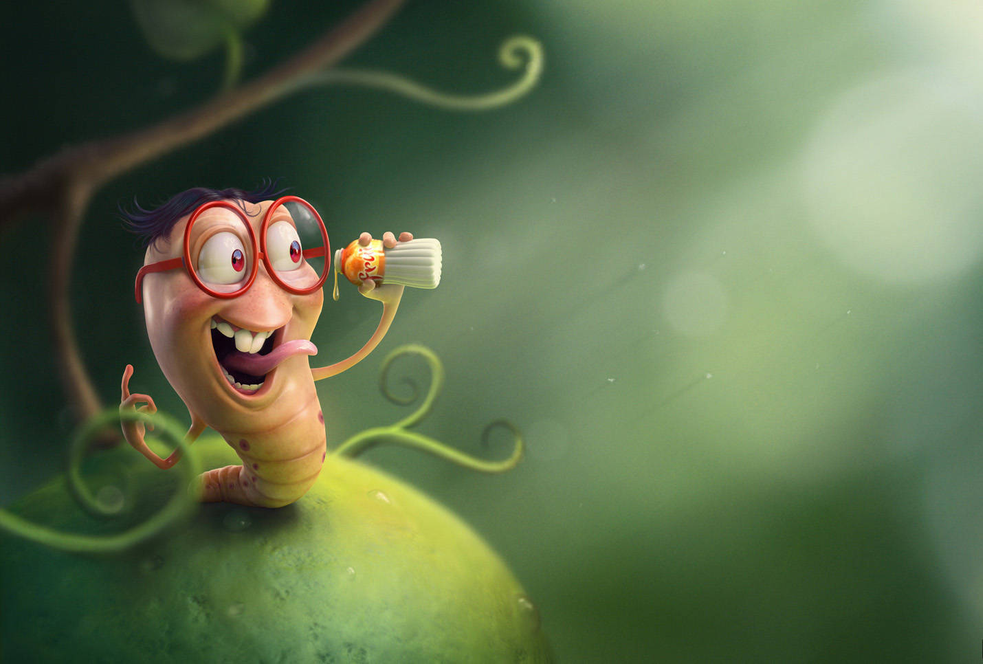 Funny-looking Worm With Glasses Wallpaper