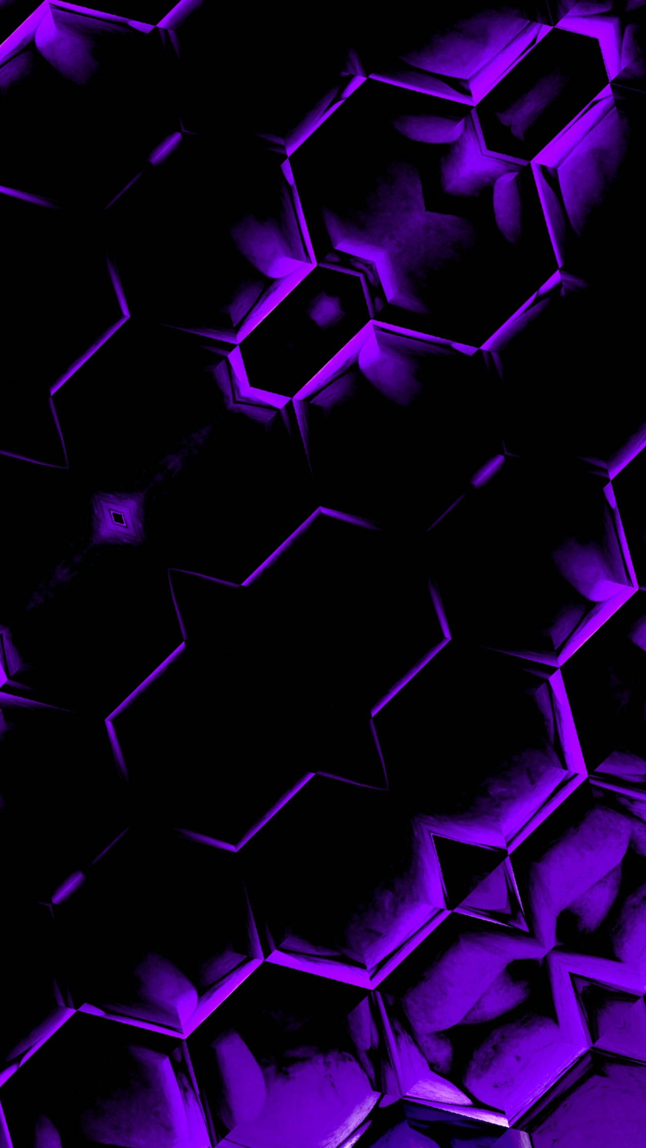 Futuristic Hexagonal Design On Black And Purple Smartphone Wallpaper