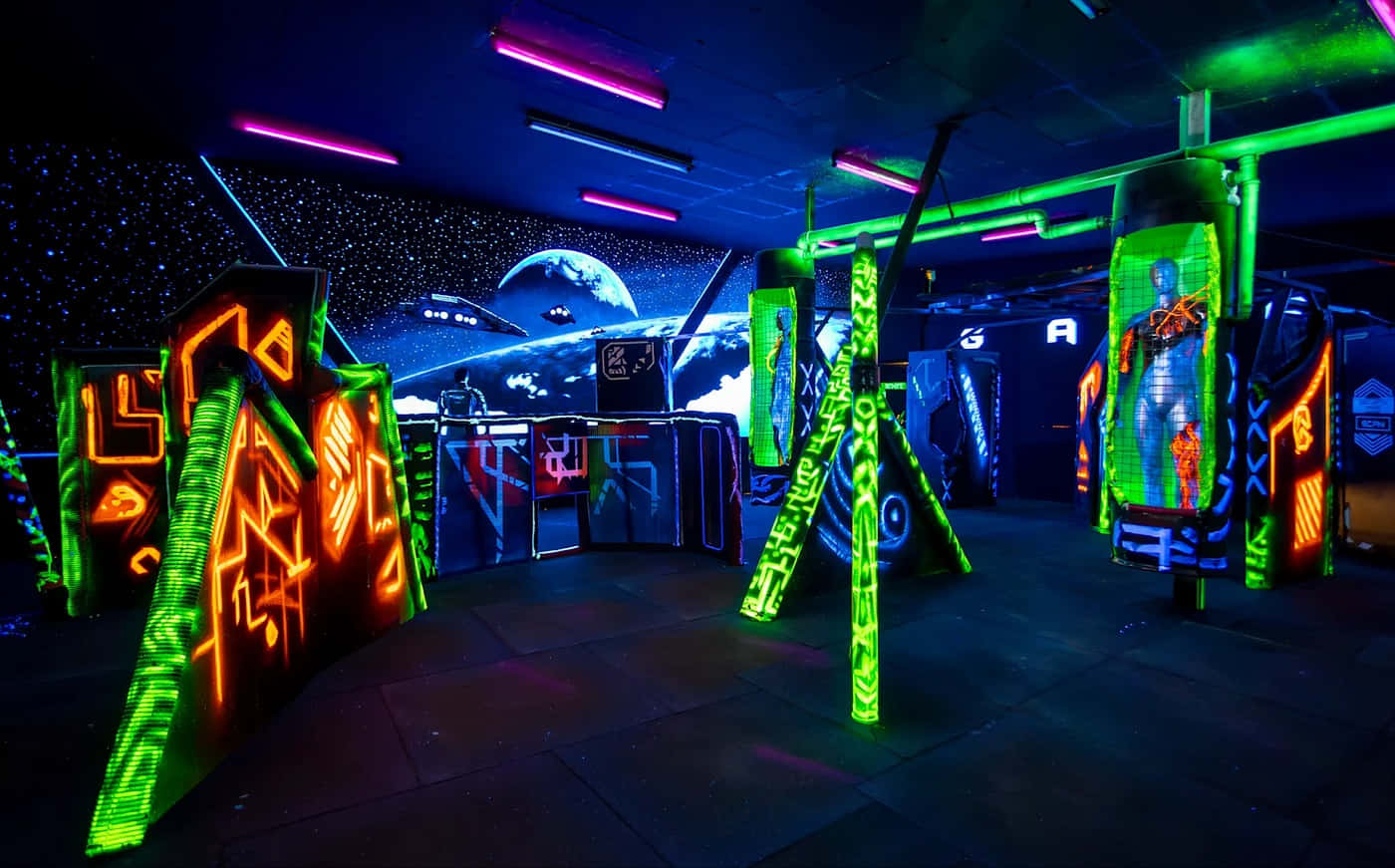 Futuristic Laser Tag Arena Wallpaper