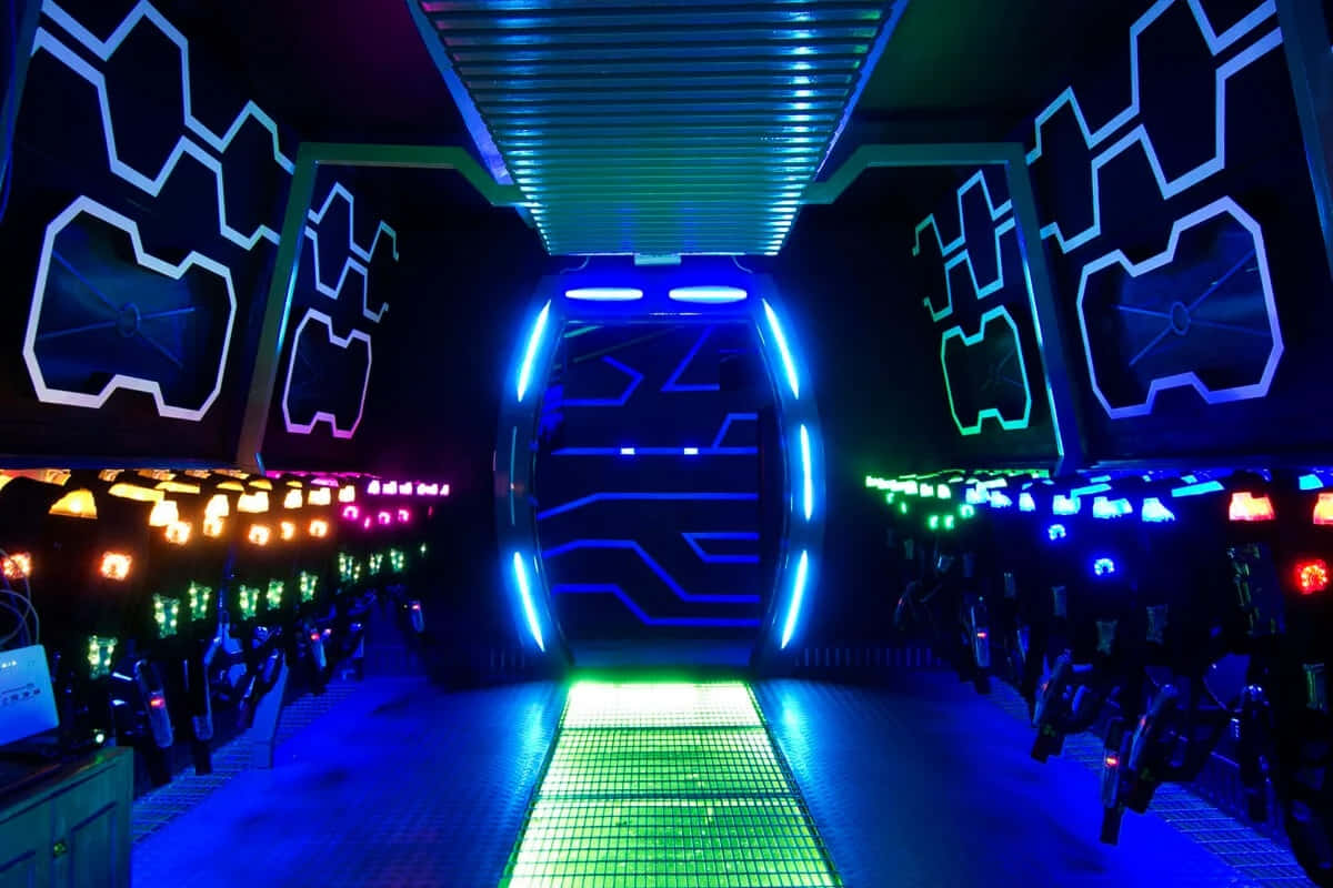 Futuristic Laser Tag Arena Wallpaper